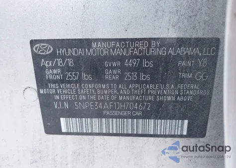 2018 Hyundai Sonata Limited из США, поврежденный, VIN 5NPE34AF1JH704672